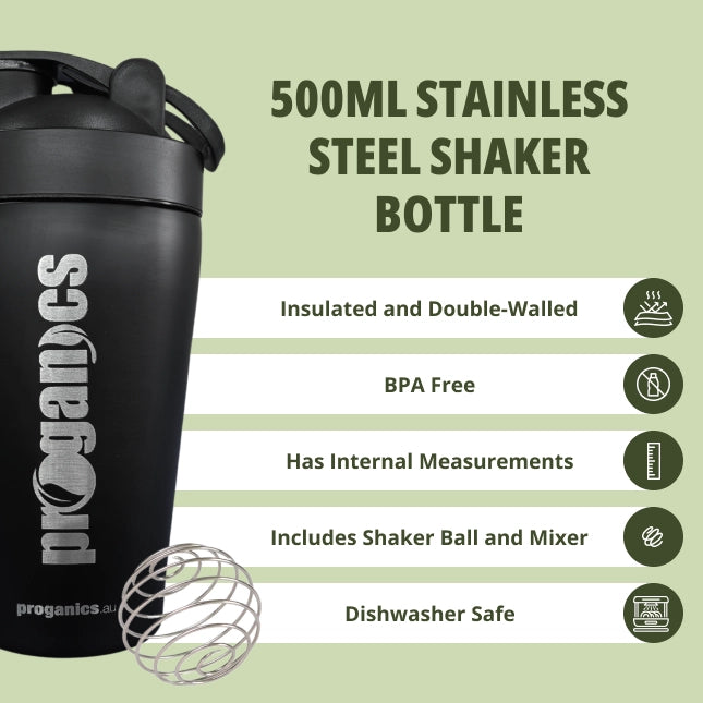 Proganics Stainless Steel Shaker with Mixing Ball